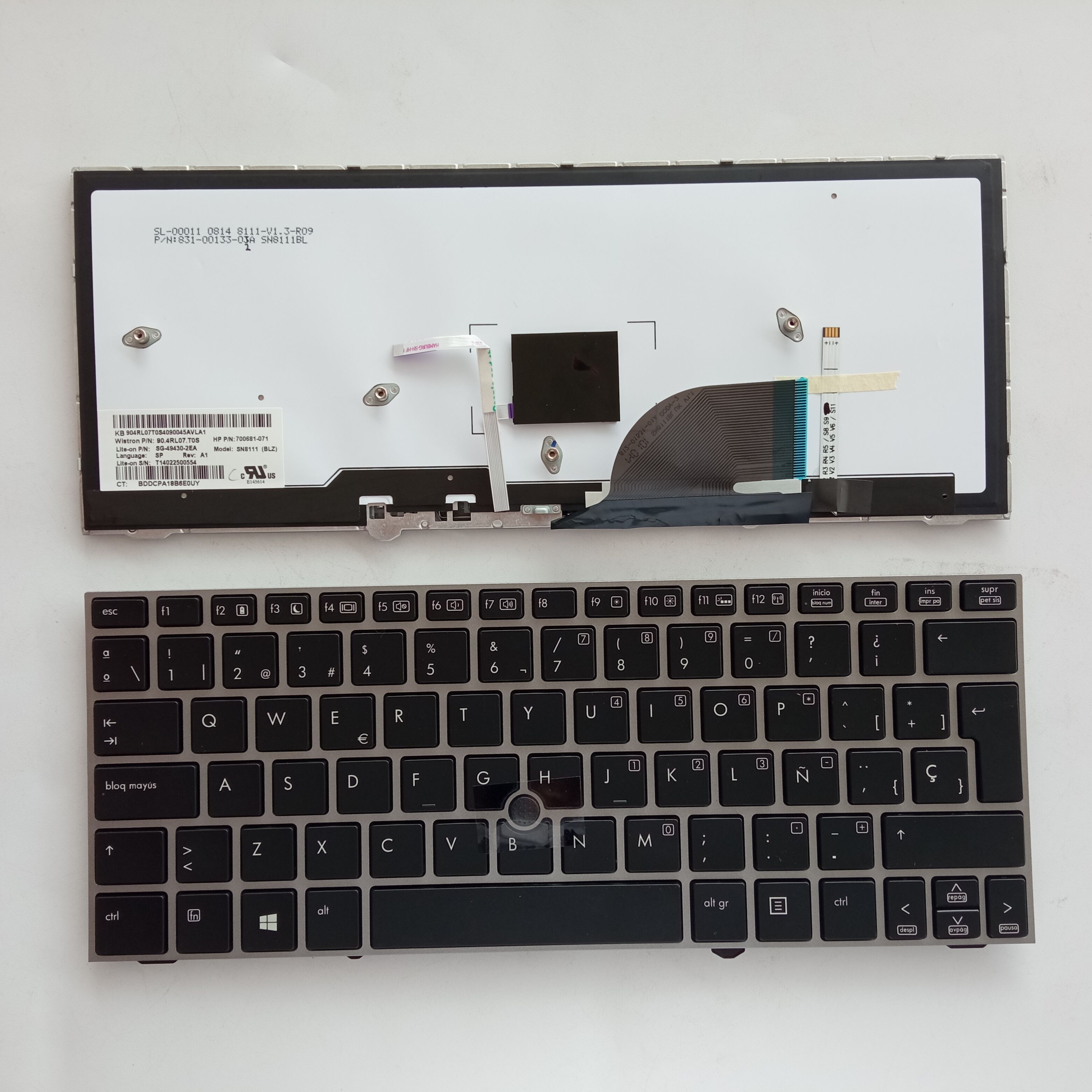 Picture of New Replacement Laptop Keyboard For HP 2170 SILVER FRAME BLACK With Point Backlit SP Layout